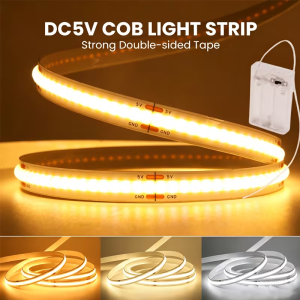 1 Roll of Cob Spotless Led Light Strip with Battery Box (Battery Not Included) Low Voltage 5V Battery Box Powered (Battery Not Included) White Light/Warm Light/Neutral Light Suitable for Space-Themed Decoration Ca