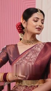 (Stok siap) india tulen Kanchipuram Jari sutera 3D menenun rama-rama reka bentuk Saree untuk wanita (penghantaran 3-5 hari)