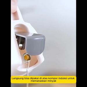 Mug Minyak Stainless Plus Saringan Botol Teko Minyak Oli Pot Dapur Kaca Stainless Anti Tumpah & Debu