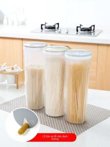 Kitchen Food Grade Plastic Noodle Storage Box Sealed Container Grain Storage Jar Home Organization Utility Pure Color Japanese Style