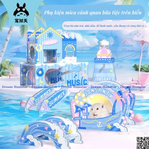 Bộ phụ kiện Ocean mica cảnh quan bữa tiệc trên biển Jonsanty dành cho hamster và thú nhỏ