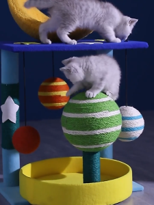 HATELI Tháp cây mèo cỡ lớn tháp cây leo bầu trời đầy sao tháp đồ chơi cho mèo đồ cào bóng cào nhà chơi cho mèo kèm khung leo trèo hình con nhộng