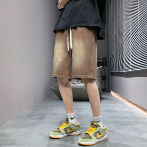 Dark Blue Denim Shorts Mens Summer Thin Pirate Shorts Trendy American High Street Fashion Brand Athleisure Fifth Pants