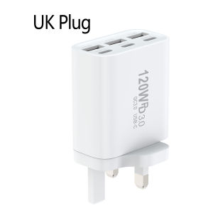 Sạc Nhanh GaN USB C 120W 6 Trong 1 Bộ Chuyển Đổi Nguồn Tường Cho iPhone Samsung Xiaomi - Cổng Type C PD Sạc Điện Thoại Di Động