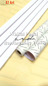 EZ Art Herringbone White wallpaper Wooden Self-Adhesive Thick Waterproof Peel And Stick 10m*45cm