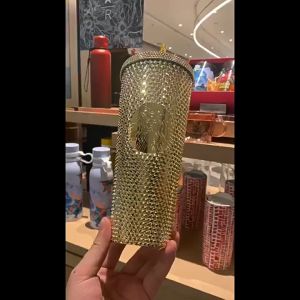 Cốc Ly giữ nhiệt Starbucks 800ml họa tiết Kim Cương có nắp chống tràn và ống hút A.D