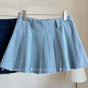 -𝐂𝐡𝐢𝐯𝐚- พร้อมส่ง‼️ Pleated Denim Skirt  | กระโปรงยีนส์ยีบรอบ (ซับกางเกง)