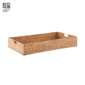 Khay đựng đồ cafe tài liệu ECOHUB bằng lục bình có khung săt và tay cầm 35x25x10cm