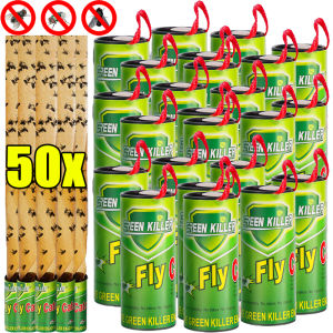 10/50/100Pcs Sticky Fly Paper Strips / Hanging Fly Strips Sticky for Indoors & Outdoors / Non Toxic Fruit Fly Ribbon / Home Pest Control Fly Trap