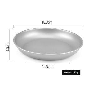 Cieuis Outdoor Camping Tableware Pure Titanium Dinner Plate Picnic Supplies Camping Dish Portable Titanium Tableware Titanium Alloy