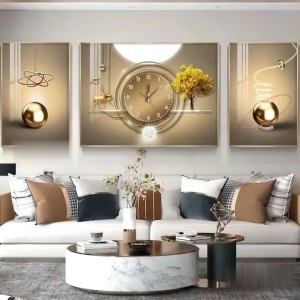 Ttiptych Wall Clock Framed living room Clock Wall Decor Mural Mute Clock Home Decor