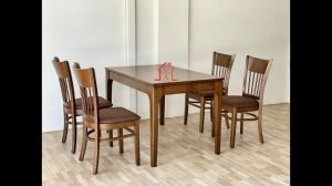 Gf Lux coco 4ft/120cm solid rubberwood dining table set with 4 chairs/ dining table