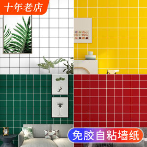 Self-Adhesive Waterproof Black And White Grid Wall Paper for Tea Shop Commercial Decoration Home Use Moisture-Proof Wall Stickers