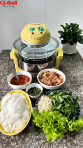Nồi chiên không dầu lò nướng thủy tinh Gali 17 lít 1300w đạt chất lượng hàng nhập khẩu tem hợp quy CR nướng chiên các loại thịt cá tôm cua rau củ quả xả đông bảo hành chính hãng 12 tháng Tặng 8 phụ kiện Alate store