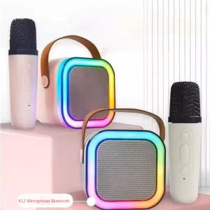 K12 Karaoke Machine for Children with 2 Karaoke MicrophonesMini Karaoke System Bluetooth Karaoke Speaker Gift for Brithday