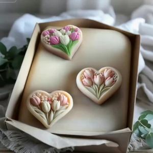 Khuôn Silicon 3D Hình Trái Tim Hoa Tulip Để Trang Trí Xà Phòng Tự Làm Dễ Dàng Làm Sạch Và Tháo Khuôn Kết Cấu Rõ Ràng Đồ Trang Trí Thủ Công Khuôn Mẫu