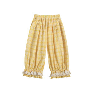 toz mama | Ruffle Hem Smocked Capri Pants For Girl