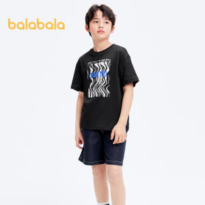 Balabala Trẻ Em Bộ com lê ngắn tay Nam Trẻ Em Màu Sắc Tương Phản In Giản Dị hai mảnh Mùa Hè Thoải Mái Thoải Mái Mát Mẻ