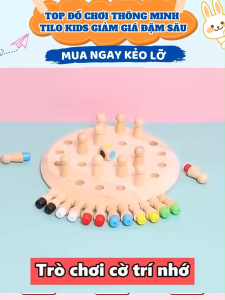 Bộ cờ ghi nhớ màu sắc bằng gỗ TILO KIDS Đồ chơi thông minh luyện trí nhớ cho bé