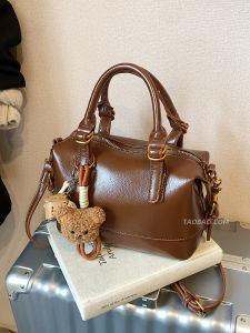 Vintage Oil Wax Leather Crossbody Bag Womens Fashionable Versatile Handbag Soft Handle Casual Shoulder Bag for Autumn Winter