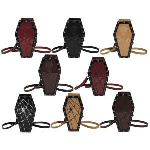 【Chunkbass】Womens Stylish PU Leather Cross Body Bag with Coffin Design and Halloween Spider Details for Festive Occasions