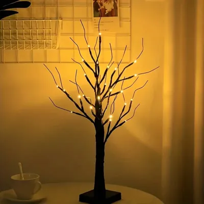 1PC 24 LED Birch Tree Light Adjustable Branches Battery Powered Tree Lamp For Party Bedroom Outdoor Activities Christmas Decor