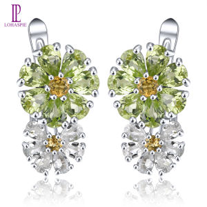 Lohaspie Jewelry Pure 3.2 Carats Solid Sterling Silver 925 Clip Earring Original Natural Peridot Opal Clip Earring 925 Silver Peridot Earring Peridot Earring For Women Jewelry