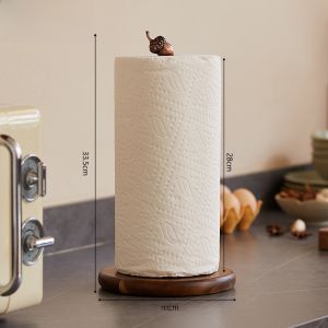 ตู้เก็บกระดาษซับมือไม้ Acacia ระดับเคาน์เตอร์ในครัว ไม่ต้องเจาะ ตู้เก็บฟิล์มกันเสีย ตู้เก็บกระดาษซับมือแบบตั้งได้