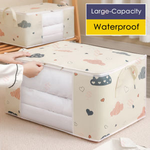 Japan 50L/75L High-Quality Foldable Printing Quilt Large Capacity Waterproof Clothes Storage Zip Bag Storage Bag Large-Capacity Travel Bag Clothes Quilt Storage Bag Thickened Cloth bag Clothes Storage Bag Storage Box Quilt Clothing High Quality Oxford