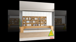 TỦ KỆ SÁCH CÁNH KÍNH KÈM GHẾ NGỒI TS501A - NỘI THẤT LẮP RÁP VIENDONGADV