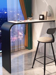 Modern Stone Plate Balcony Casual Small Bar Counter For Home Living Room L-Shaped Wall Bar Partition Window High Leg Table and Chair