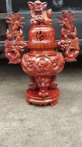 Đỉnh lư hương gỗ hương cao 54 cm ( của bộ 9 món cao 60 cm )