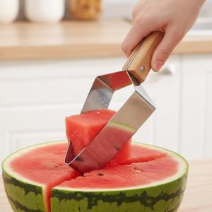 Stainless Steel Watermelon Slicer Handheld Thicken Melon Cutting Tool Fast Cutting Convenient Fruit Cutter Camping Party