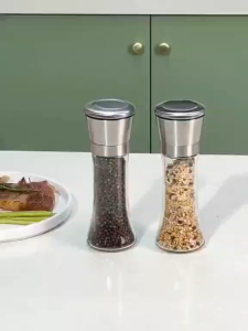 180/200ML Pepper Grinder Stainless Steel Glass Spice Bottle Salt Pepper Mill Manual Spice Grinder Mill Household Kitchen Gadgets