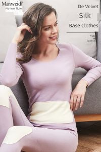 Thickened Wool Silk Underwear Set for Men And Women Warmth Innerwear Fleece Lined Base Layer Autumn Clothes Home Clothes