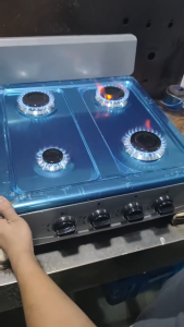 Portable Stainless Steel 4 Burner Gas Stove Heavy Duty Natural Gas Liquefied Gas Stove Manual Ignition  Easy to clean