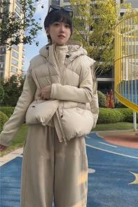 Womens down Cotton Vest Winter New Style 2025 Korean Loose High-End Feeling Small Size Hooded Tank Top Coat