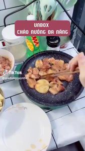 Chảo nướng điện 22cm 26cm không khói 600W chống dính đa năng BBQ  chống dính tiện lợI