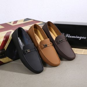 Mens Casual Leather Shoes Fashion Slip On Lazy Doudou Shoes Black Business School Formal Loafer Shoes For Men