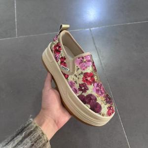 Floral Bead Casual Shoes Womens Slip-On Thick Bottom Canvas Shoes Soft Sole Mom Shoes Spring 2025 Fashion Single Shoes