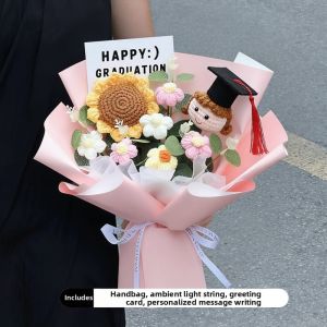 HANLIANG | Handmade Sunflower & Bear Knit Bouquet