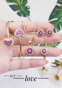 Xuping Set Perhiasan Wanita Permata Merah Xds111