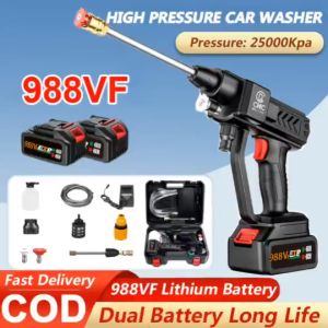 Cordless Water Jet 1298VF High Pressure Water Jet Pump Car Wash Portable Car Washer Water Spray Gun Floor Tiles Cleaner Waterjet Cuci Kereta 洗车高压水枪