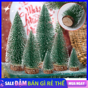 Cây Thông Tuyết Mini Decor Để Bàn - Cây Thông Noel Phủ Tuyết Trang Trí Giáng Sinh Đế Gỗ Xinh Xắn - Mô Hình Cây Thông - Phụ Kiện Trang Trí