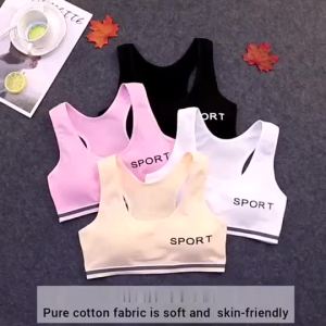 ชุดชั้นในเด็กผู้หญิงผ้าฝ้าย [คละสี3ตัว] ชุดชั้นในกีฬานักเรียนชั้นประถมใส่สวยอยู่ทรง NY09 มีฟองน้ําในเสริมพัฒนาการส่งไว