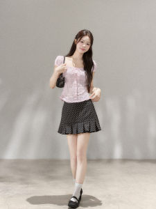 YIKEXIAOYEMEI | Chân Váy Ngắn Cao Waist Polka Dot
