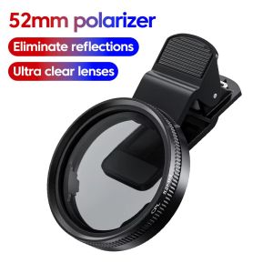 52MM Circular Universal Portable Polarizer Camera Lens Clip CPL / UV Filter Kit for iPhone Huawei Xiaomi Samsung