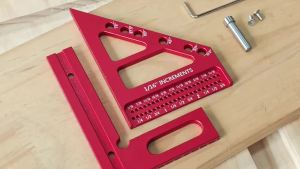 3D Multi-Angle Woodworking Square Protractor Aluminum Alloy Miter Triangle Ruler T-Type Scriber - 22.5/30/45/60/67.5/90 Degree