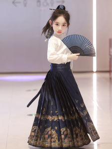 Girls Hanfu Skirt Set Spring Summer Childrens Clothing Ancient Style Half-length Skirt New 2025 Garment for Kids