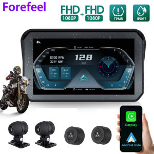 Forefeel Motorcycle Carplay Waterproof 1080P 5 Inch WiFi Wireless Android-Auto DVR Monitor Dash Cam GPS Navigation TPMS